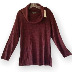 NWT Camille Morgan New York Womens Red Turtleneck Knit Top Winter Sweater Large